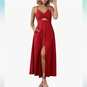 Spaghetti Strap V Neck Maxi Dress